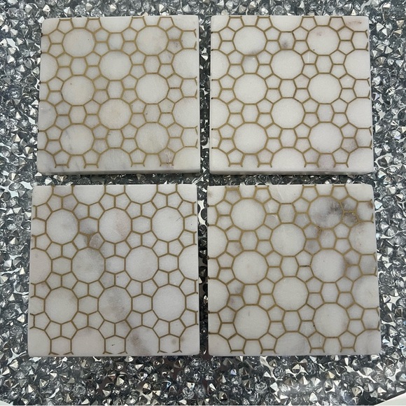 Home Decor Marble Square Coasters Real Natural White Stone Luxury Christmas 4 - Picture 7 of 8
